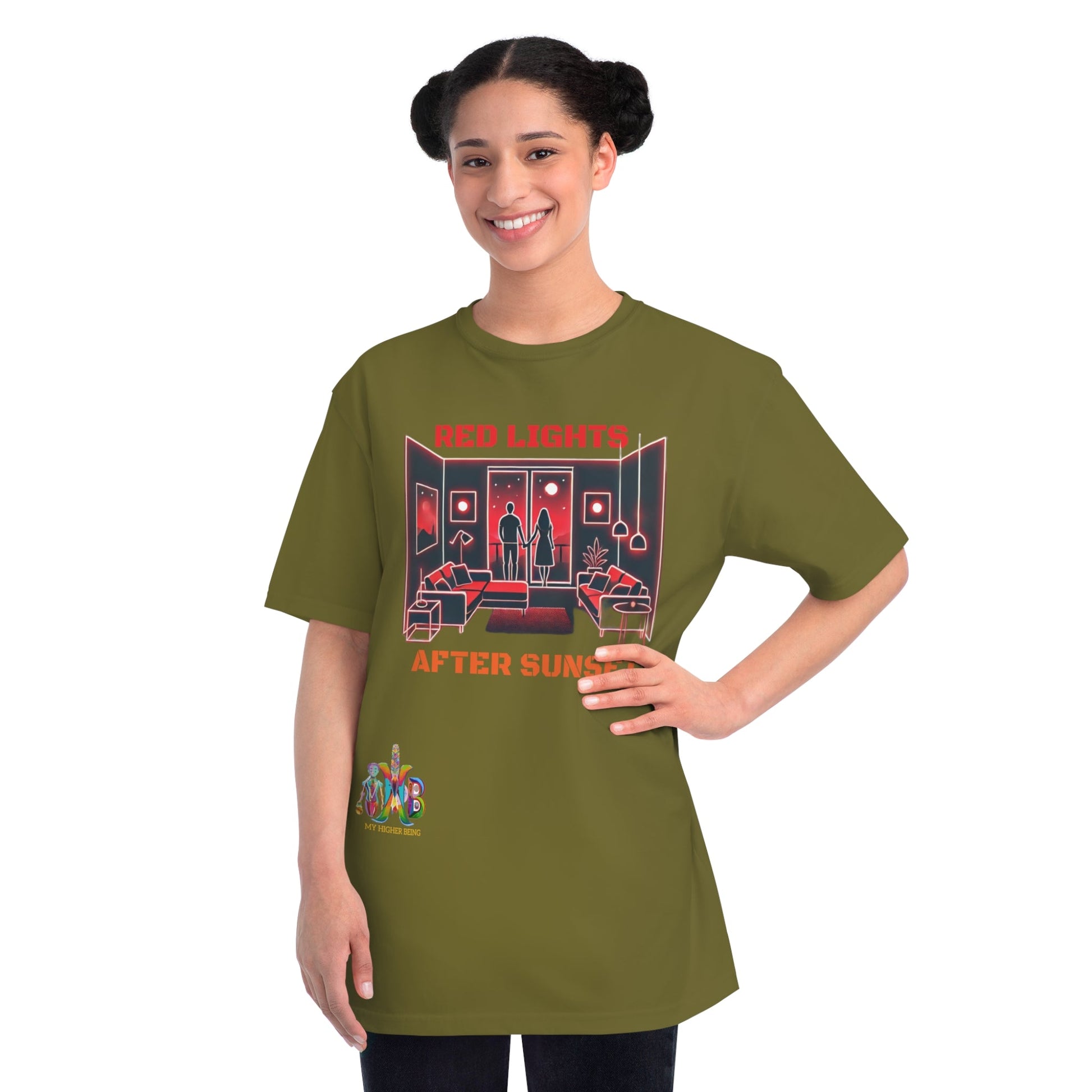 'Red Lights After Susnet'_100% Organic Cotton T-Shirt - My Higher Being