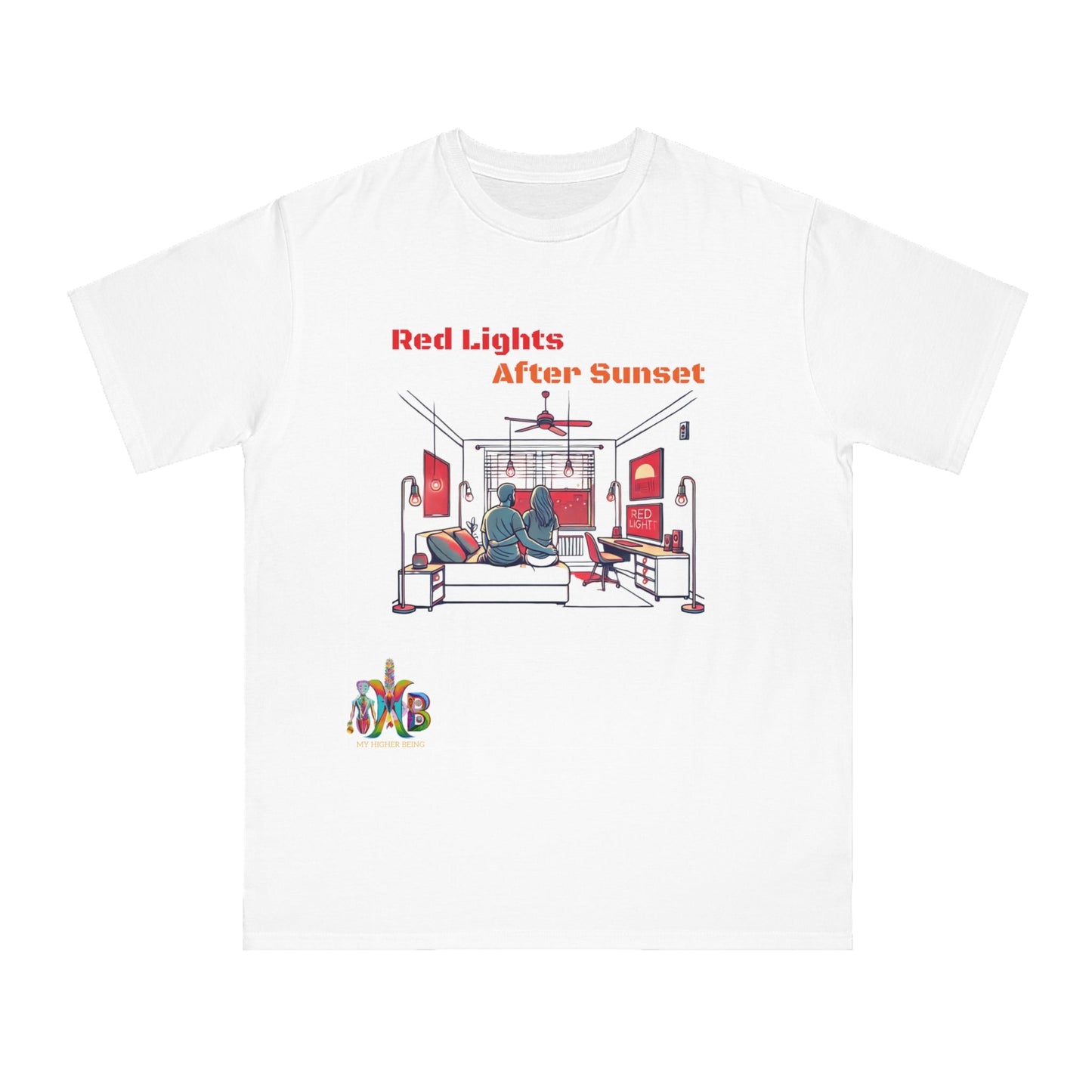 'Red Lights After Susnet'_100% Organic Cotton T-Shirt - My Higher Being