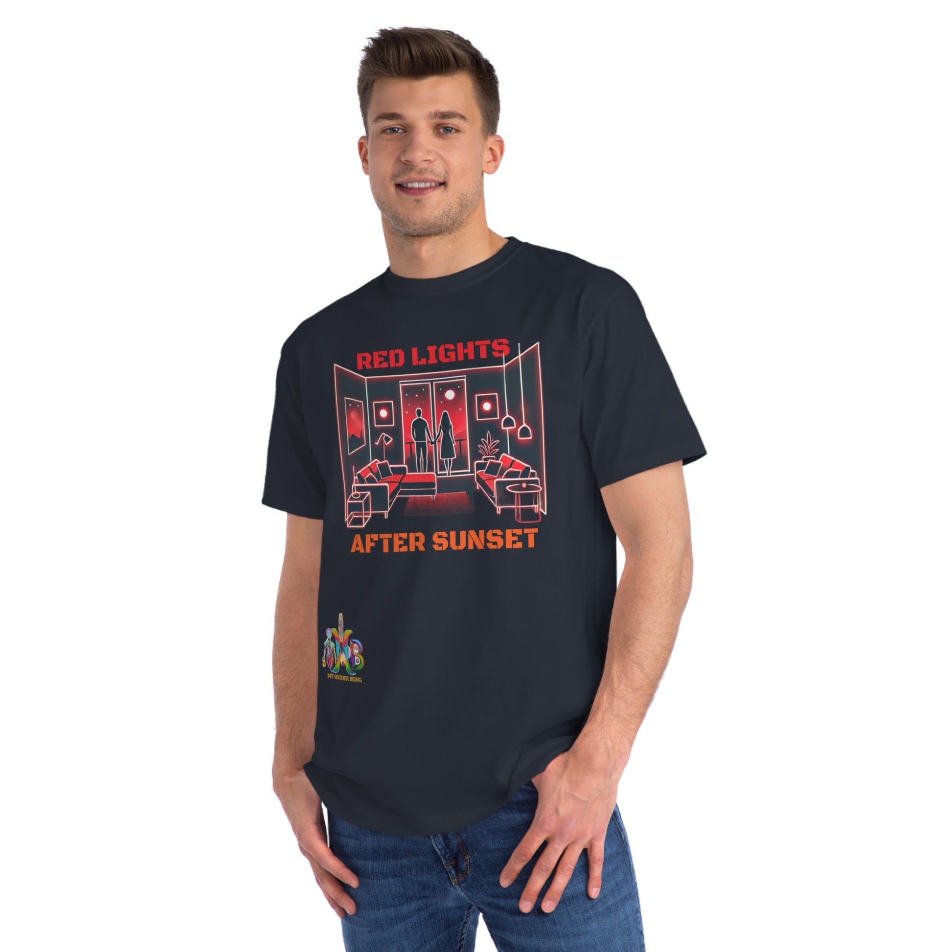 'Red Lights After Susnet'_100% Organic Cotton T-Shirt - My Higher Being