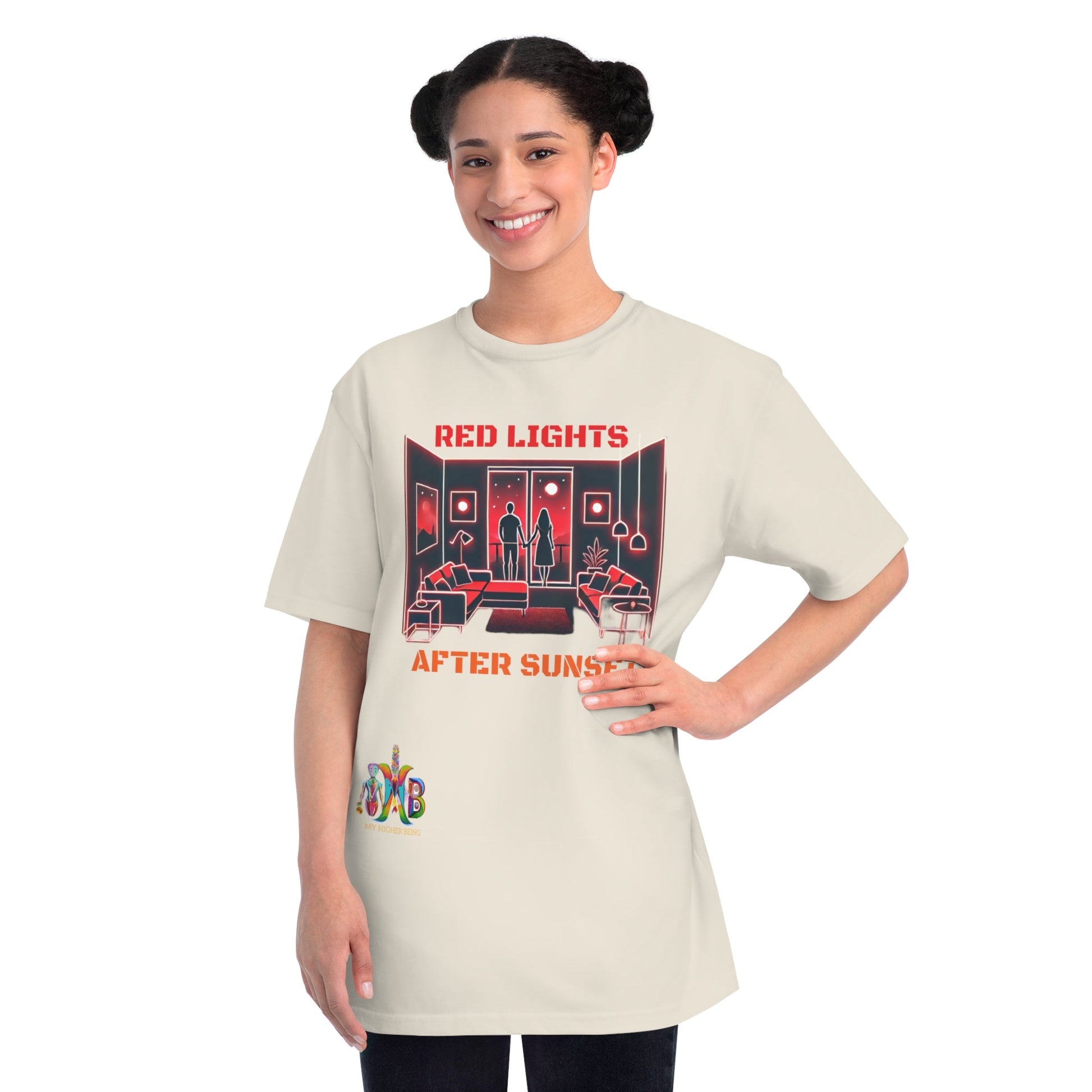 'Red Lights After Susnet'_100% Organic Cotton T-Shirt - My Higher Being