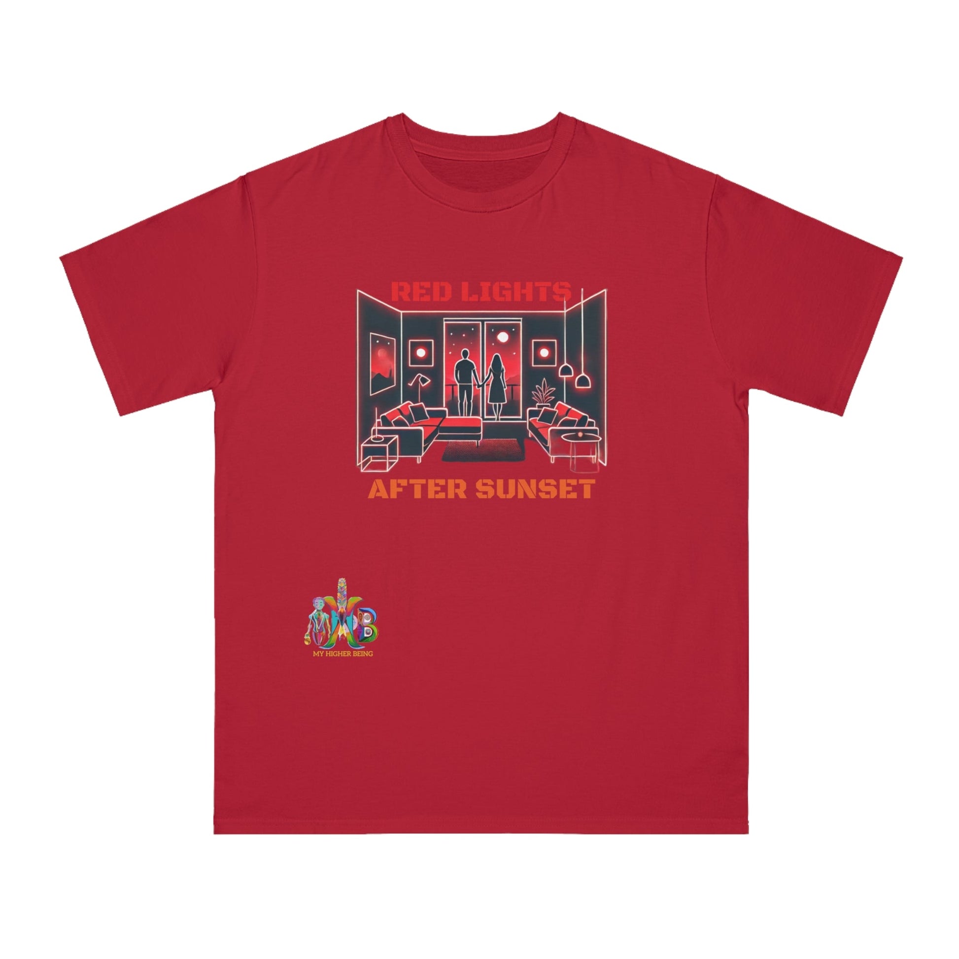'Red Lights After Susnet'_100% Organic Cotton T-Shirt - My Higher Being