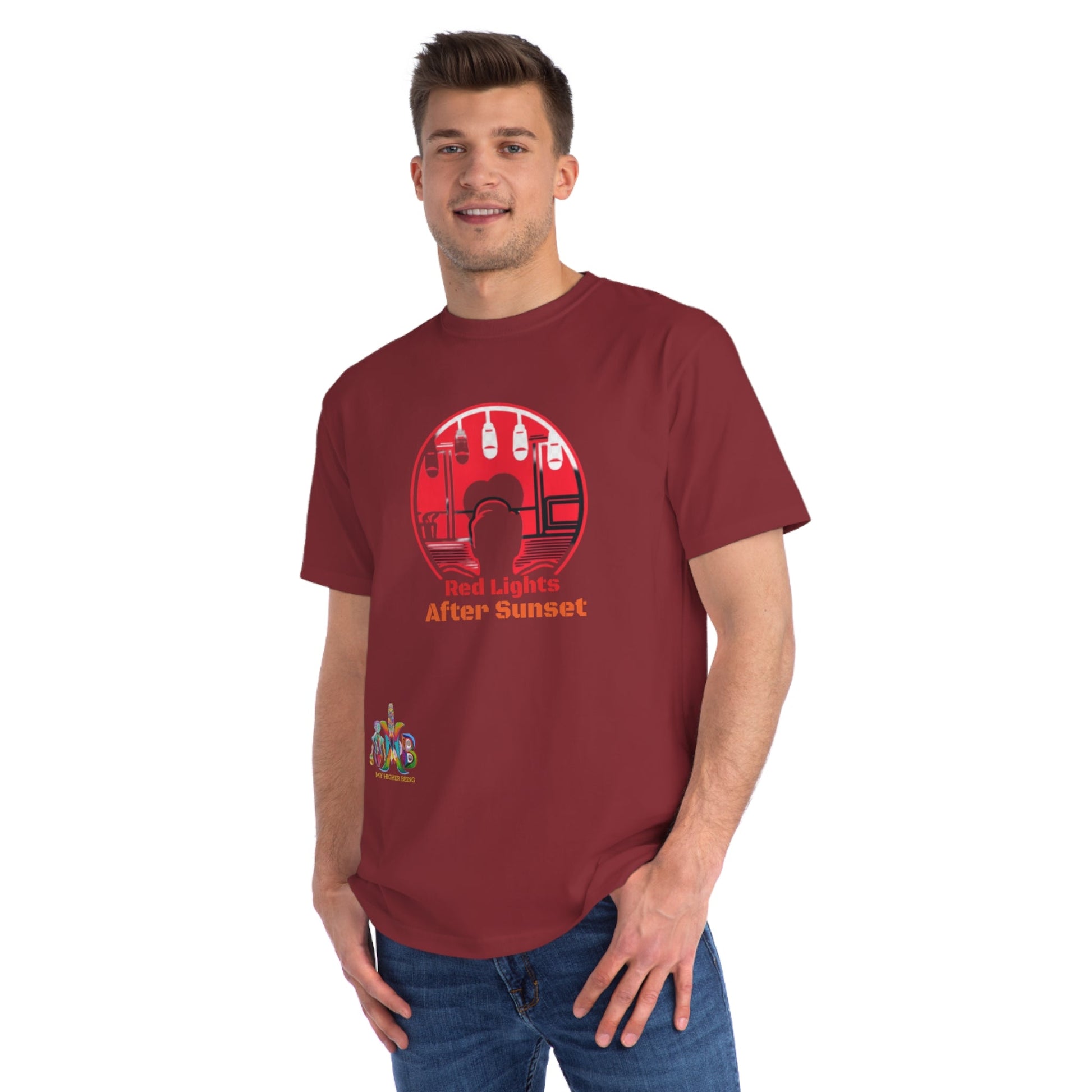 'Red Lights After Susnet'_100% Organic Cotton T-Shirt - My Higher Being