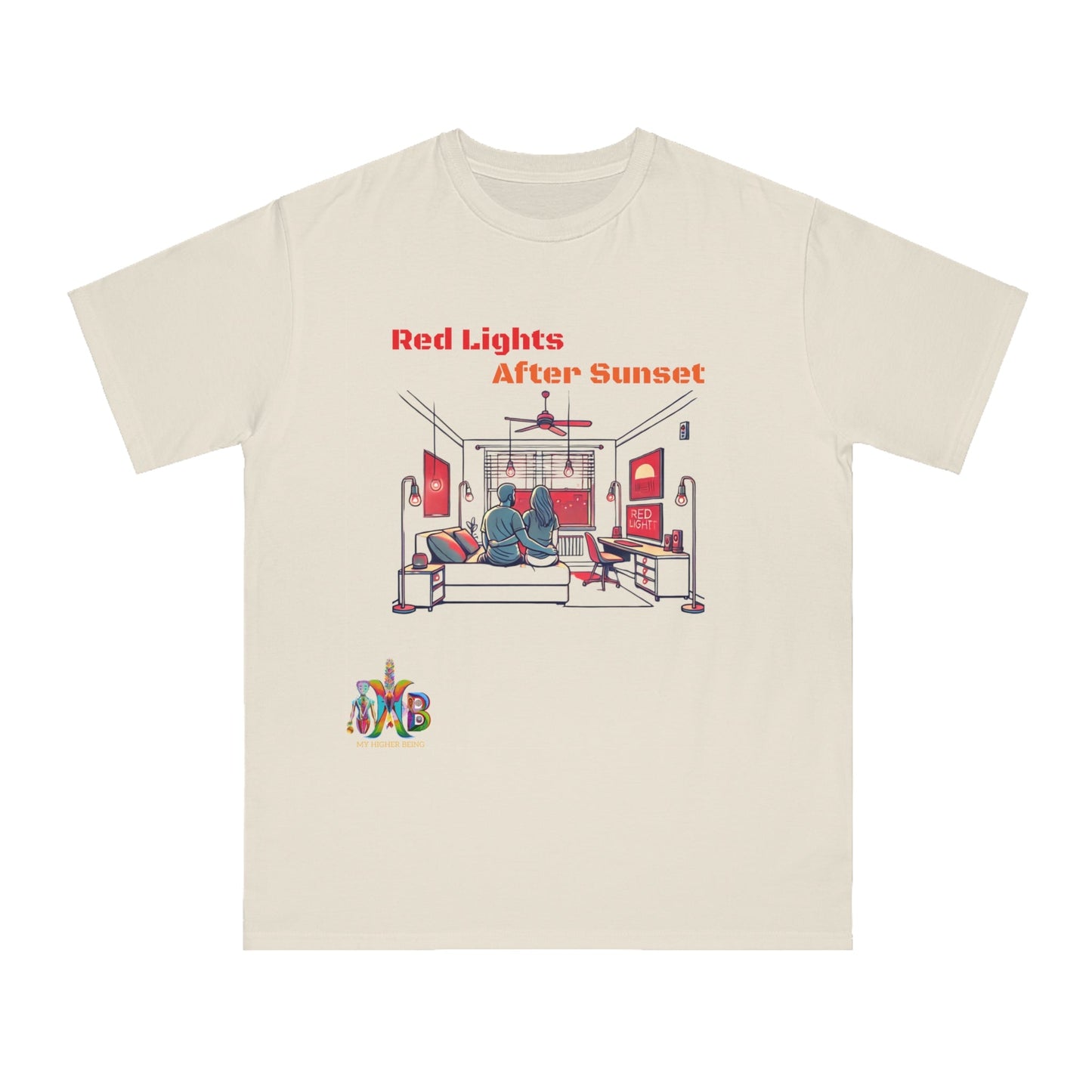 'Red Lights After Susnet'_100% Organic Cotton T-Shirt - My Higher Being