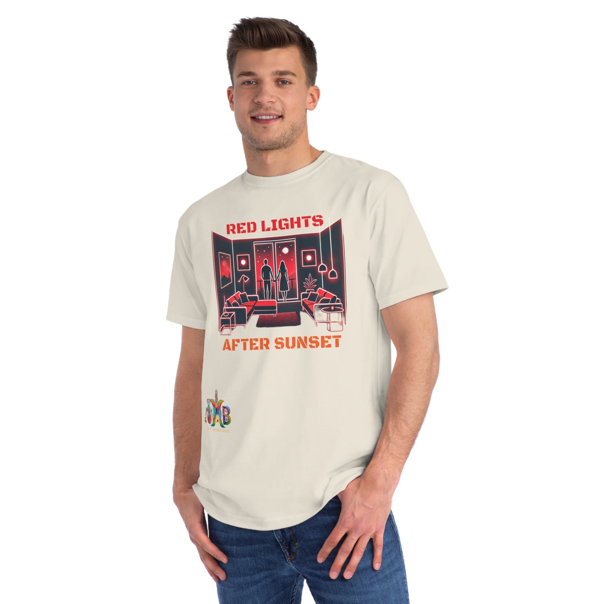 'Red Lights After Susnet'_100% Organic Cotton T-Shirt - My Higher Being