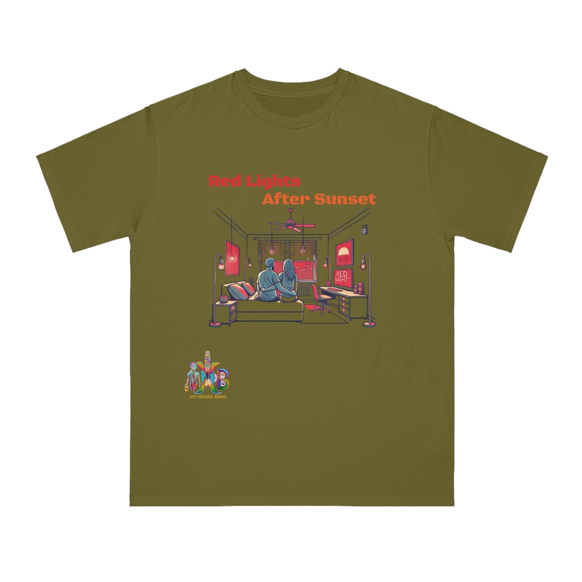 'Red Lights After Susnet'_100% Organic Cotton T-Shirt - My Higher Being