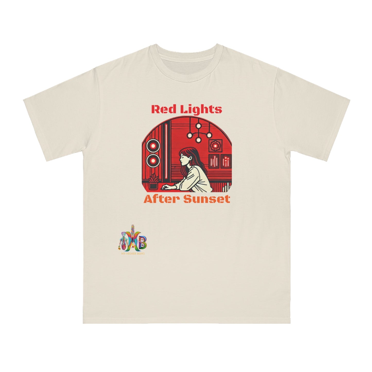 'Red Lights After Susnet'_100% Organic Cotton T-Shirt - My Higher Being