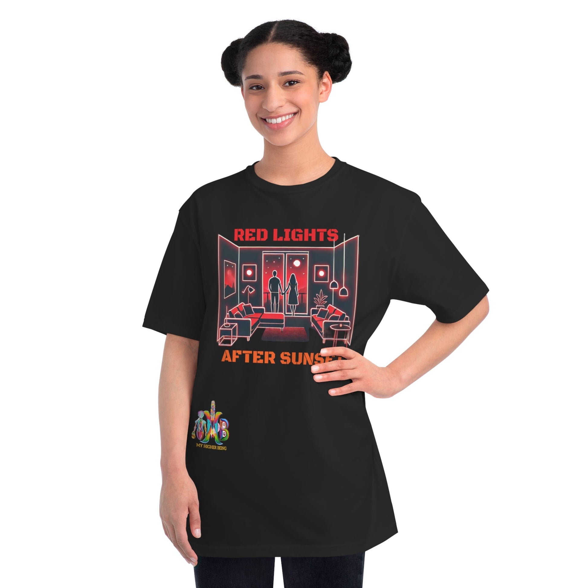 'Red Lights After Susnet'_100% Organic Cotton T-Shirt - My Higher Being