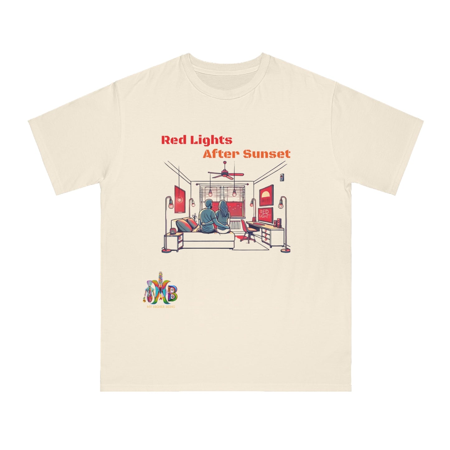 'Red Lights After Susnet'_100% Organic Cotton T-Shirt - My Higher Being