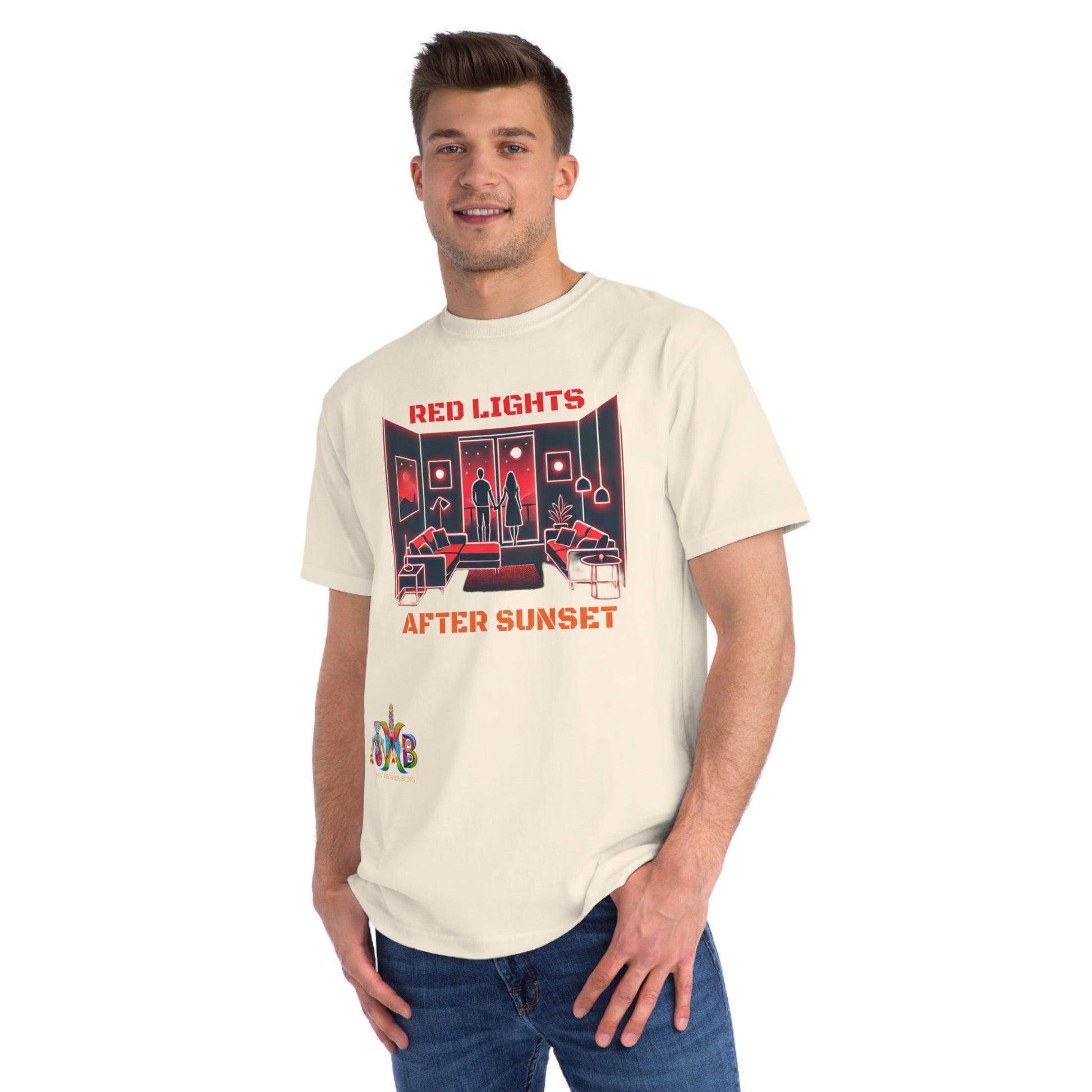 'Red Lights After Susnet'_100% Organic Cotton T-Shirt - My Higher Being