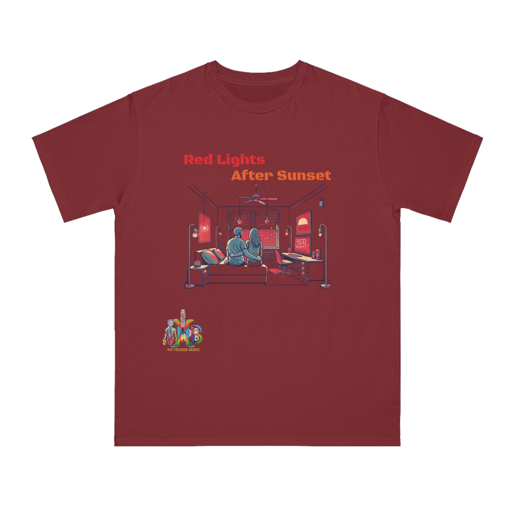 'Red Lights After Susnet'_100% Organic Cotton T-Shirt - My Higher Being