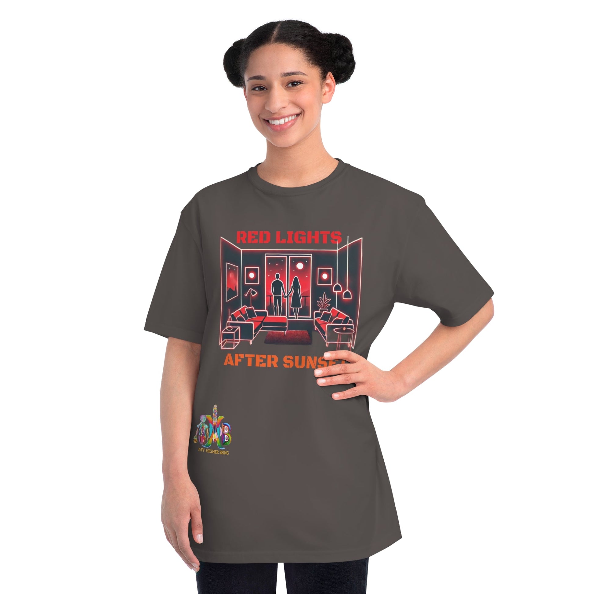 'Red Lights After Susnet'_100% Organic Cotton T-Shirt - My Higher Being