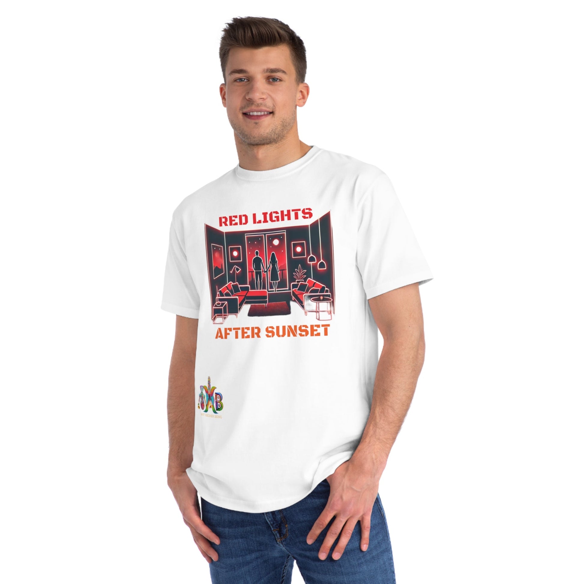 'Red Lights After Susnet'_100% Organic Cotton T-Shirt - My Higher Being