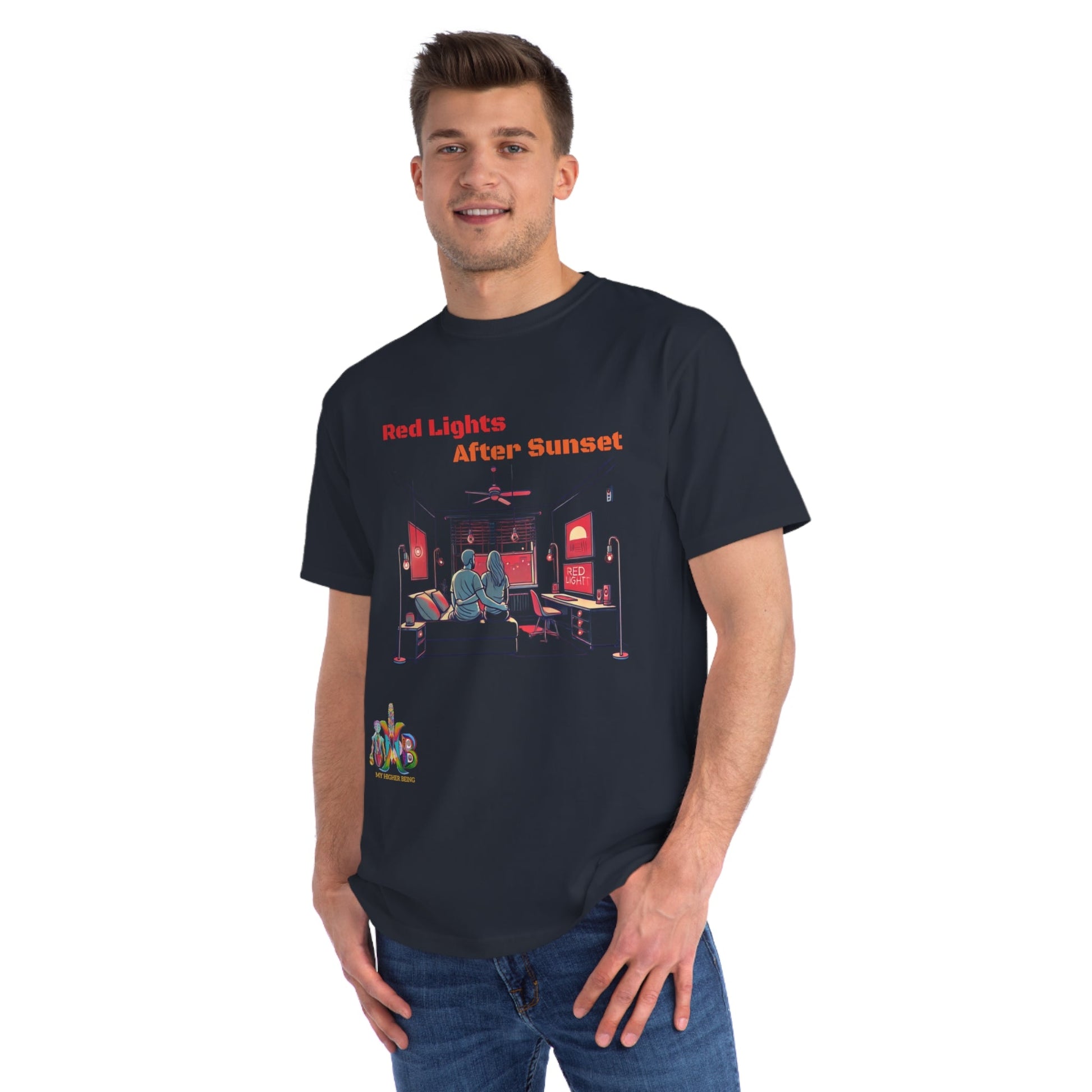 'Red Lights After Susnet'_100% Organic Cotton T-Shirt - My Higher Being