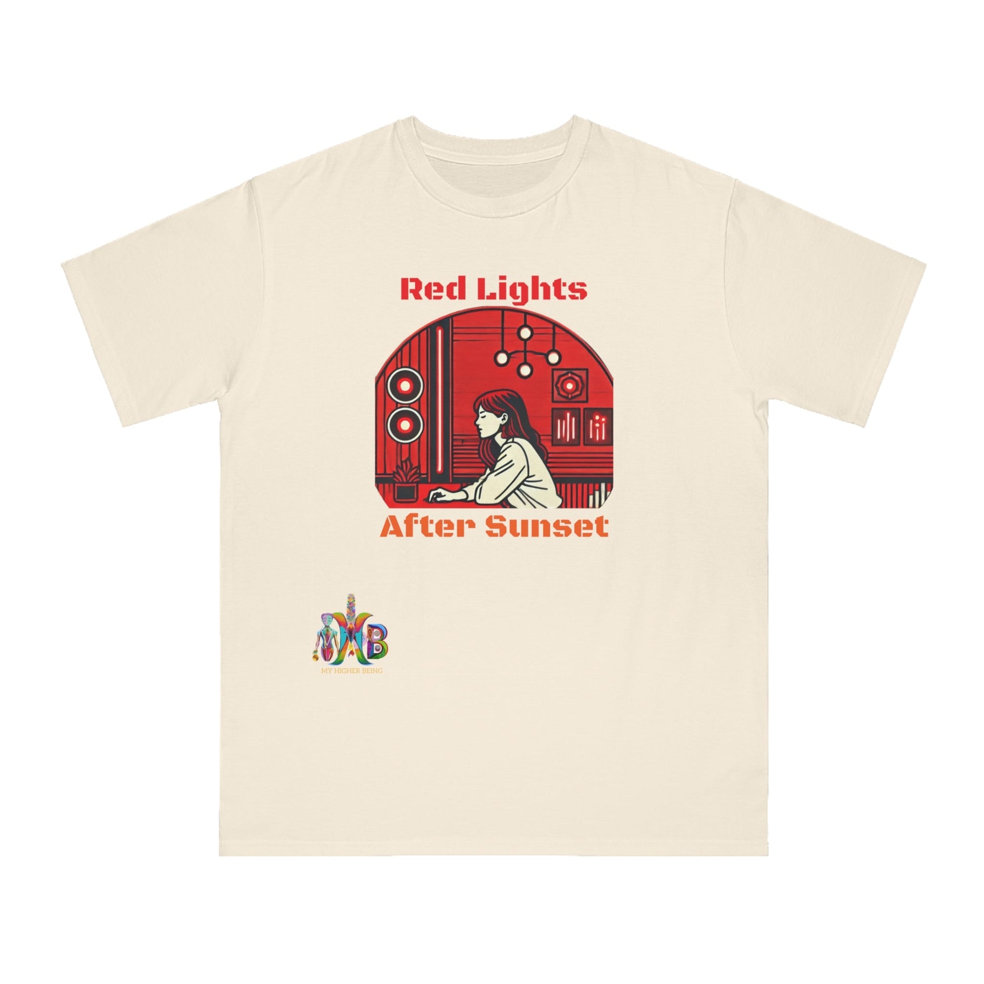 'Red Lights After Susnet'_100% Organic Cotton T-Shirt - My Higher Being